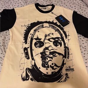 Cream and Black Graphic Kids Shirt